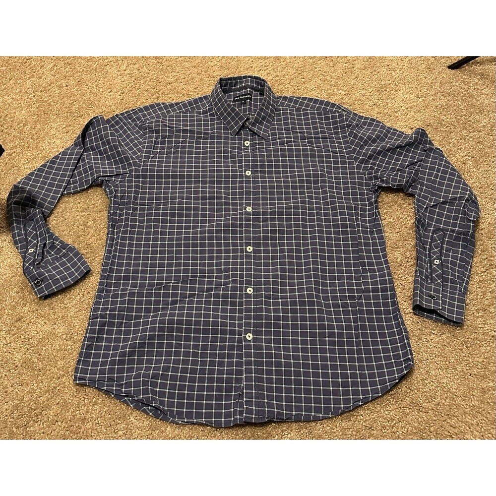 Jack Maverick Blue Plaid Men’s Dress Shirt Long Sleeve XL